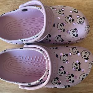 Pink panda crocs